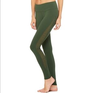💚Alo yoga green luminous high waist moto leggings mesh womens L 💚